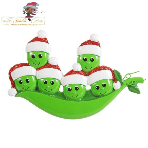 Christmas Ornament Peas in a Pod Family of 6/ Friends Family Coworkers - Personalized + Free Shipping!