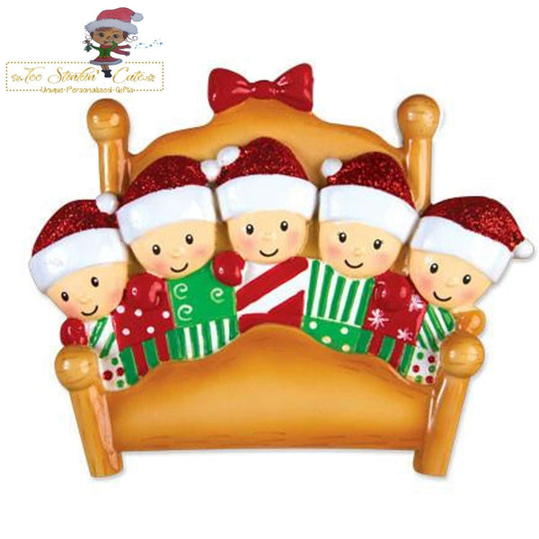 Personalized Christmas Ornament Pajama Bed Family of 5 + Free Shipping!
