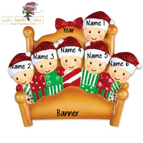 Personalized Christmas Ornament Pajama Bed Family of 6 + Free Shipping!
