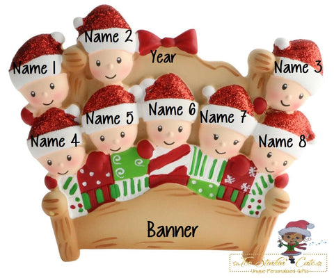 Personalized Christmas Ornament Pajama Bed Family of 8 + Free Shipping!