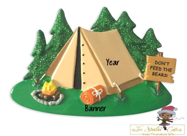 Personalized Christmas Ornament Camping Tent/ Outdoors/ RV /Men/ Women/ Vacation + Free Shipping!