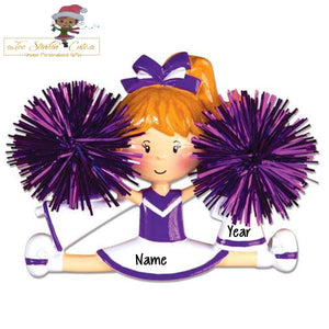 Christmas Ornament Girl Cheerleader Purple/ Cheer/ Pom Pom/ Kids/ Child/ Play Personalized! + Free Shipping!