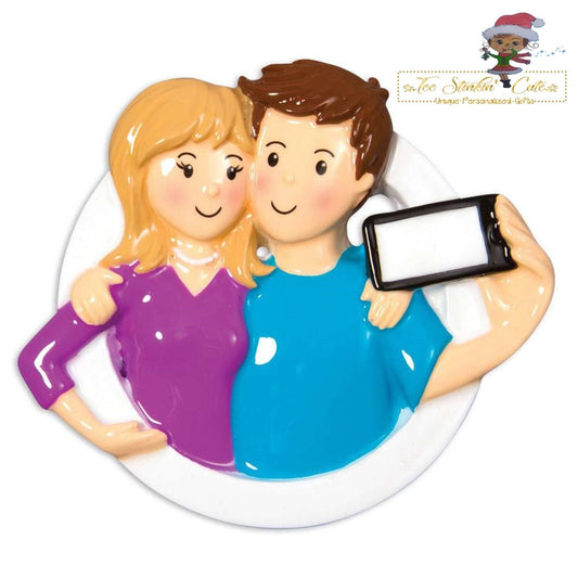 Personalized Christmas Ornament Selfie Couple Family of 2/ Couple/ Newlywed/ Best Friends + Free Shipping!