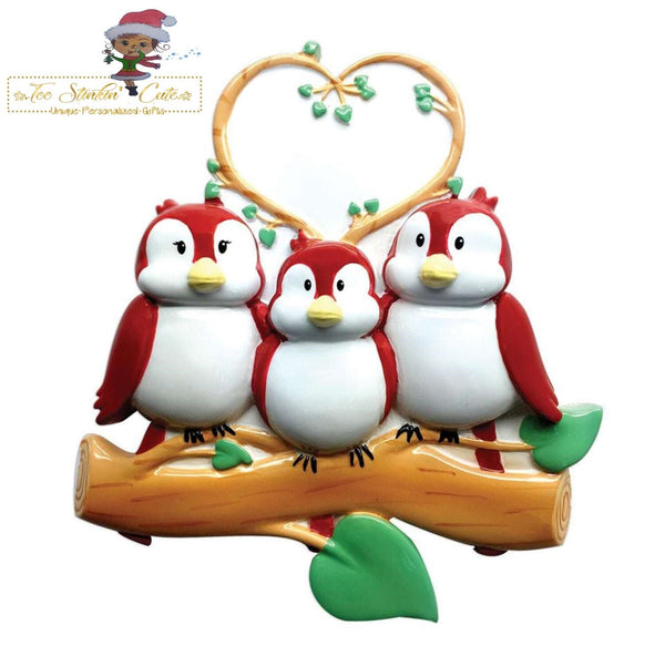Personalized Christmas Ornament Birds on Branch Family of 3/Best Friends/ Coworkers + Free Shipping!