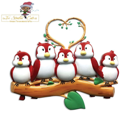Personalized Christmas Ornament Birds on Branch Family of 5/Best Friends/ Coworkers + Free Shipping!