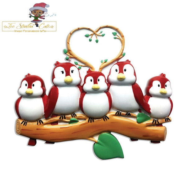 Personalized Christmas Ornament Birds on Branch Family of 5/Best Friends/ Coworkers + Free Shipping!