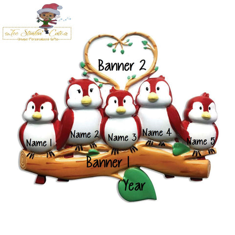 Personalized Christmas Ornament Birds on Branch Family of 5/Best Friends/ Coworkers + Free Shipping!