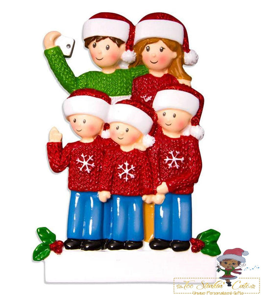 Personalized Christmas Ornament Selfie Family of 5/ Friends/ Coworkers + Free Shipping!