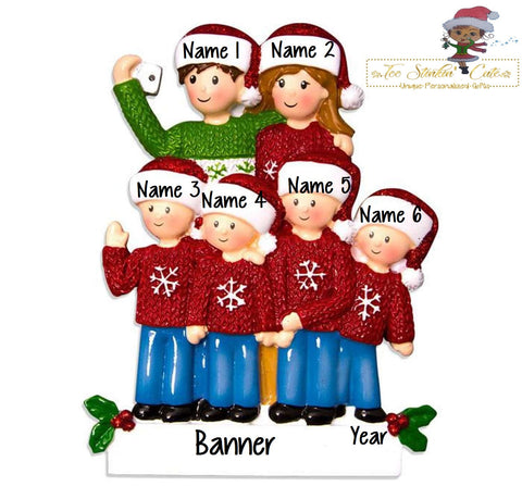Personalized Christmas Ornament Selfie Family of 6/ Friends/ Coworkers + Free Shipping!