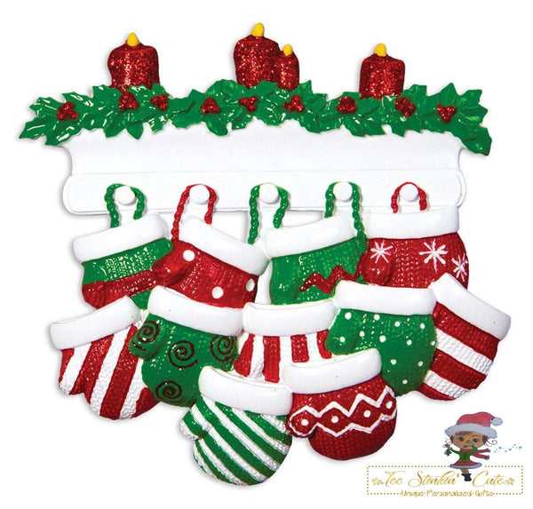Christmas Ornament Stockings Family of 11/Mittens/ Friends/ Coworkers - Personalized + Free Shipping!