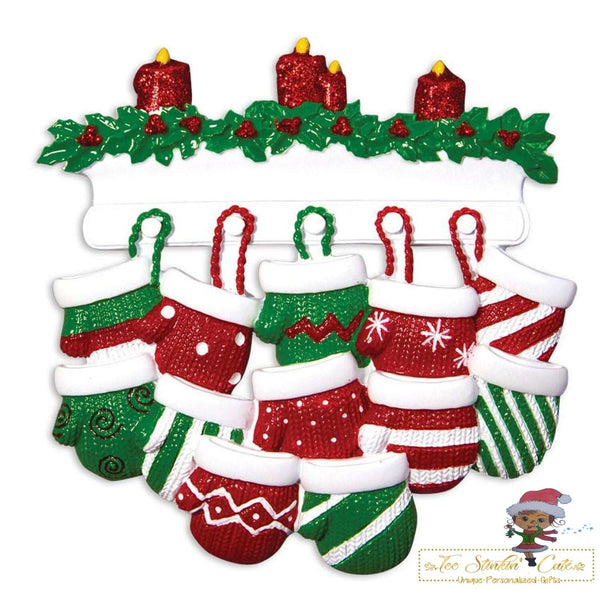 Christmas Ornament Stockings Family of 12/Mittens/ Friends/ Coworkers - Personalized + Free Shipping!