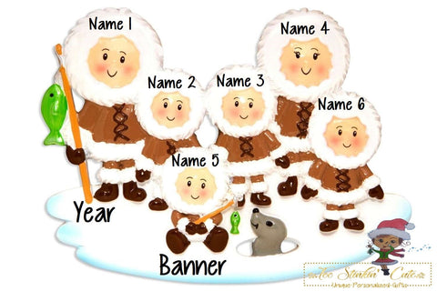 Christmas Ornament Eskimo Family of 6/ Friends/ Coworkers Personalized! + Free Shipping!