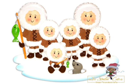Christmas Ornament Eskimo Family of 6/ Friends/ Coworkers Personalized! + Free Shipping!