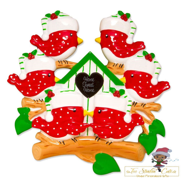 Personalized Christmas Ornament Bird Family of 6