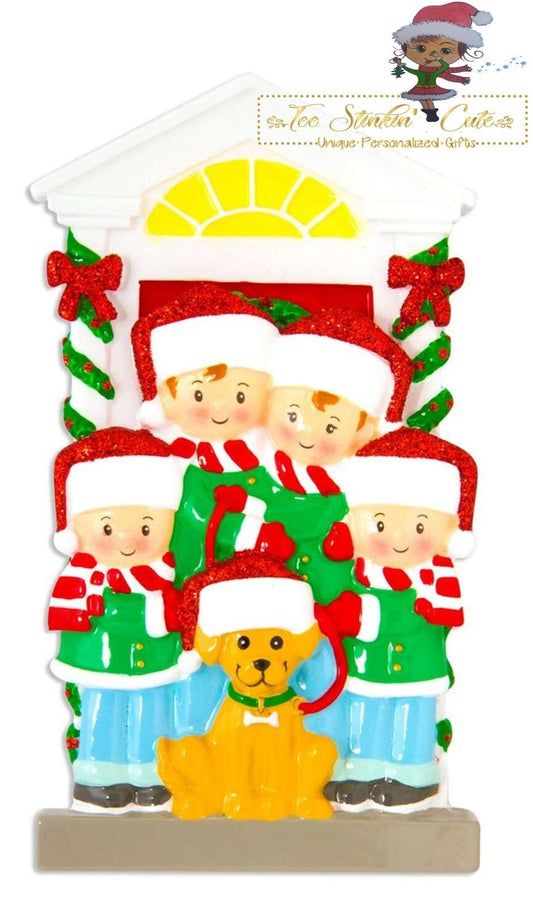 Personalized Christmas Ornament Family of 4 with Dog /Best Friends/ Coworkers + Free Shipping!