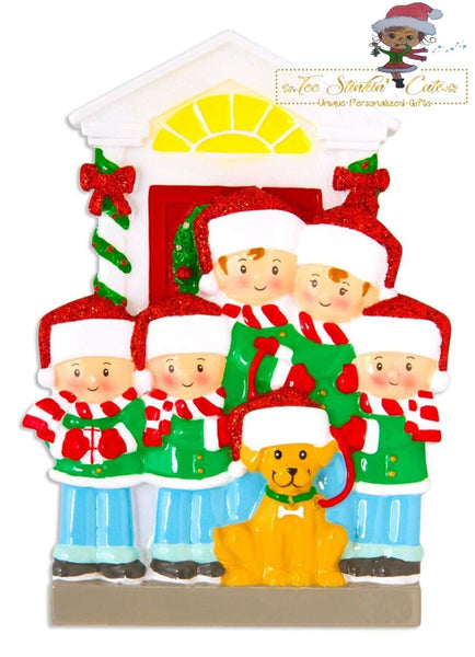 Personalized Christmas Ornament Family of 5 with Dog /Best Friends/ Coworkers + Free Shipping!