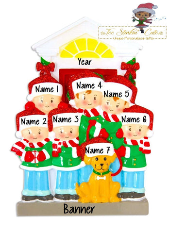 Personalized Christmas Ornament Family of 6 with Dog /Best Friends/ Coworkers + Free Shipping!