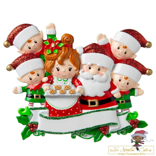 Personalized Christmas Ornament Mr. and Mrs. Claus Family of 6 + Free Shipping!