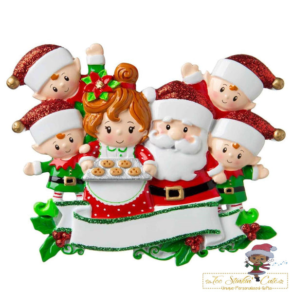 Personalized Christmas Ornament Mr. and Mrs. Claus Family of 6 + Free Shipping!