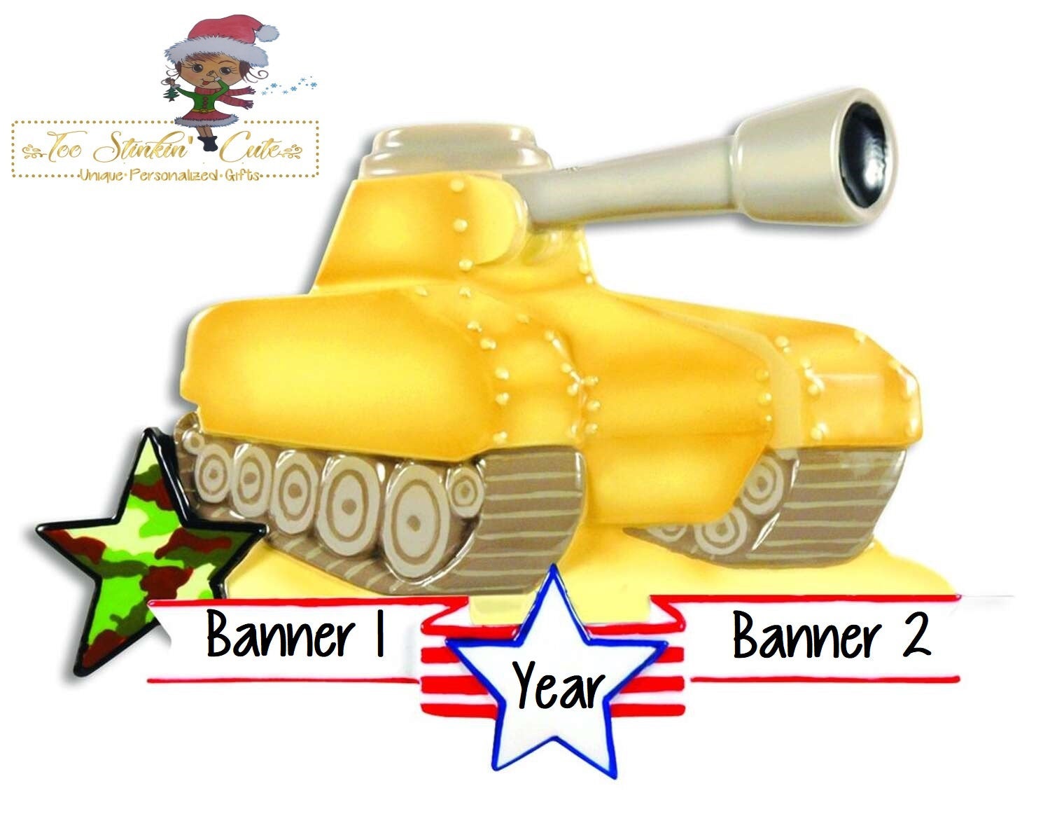 Christmas Ornament Army Tank/ Military/ Troop- Personalized + Free Shipping!