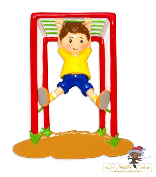 Christmas Ornament Boy on Jungle Gym/ Recess/ Play/ Outdoor/ Kids Children Boys- Personalized + Free Shipping!