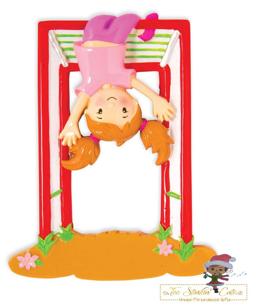 Christmas Ornament Girl on Jungle Gym/ Recess/ Play/ Outdoor/ Kids Children Girls- Personalized + Free Shipping!