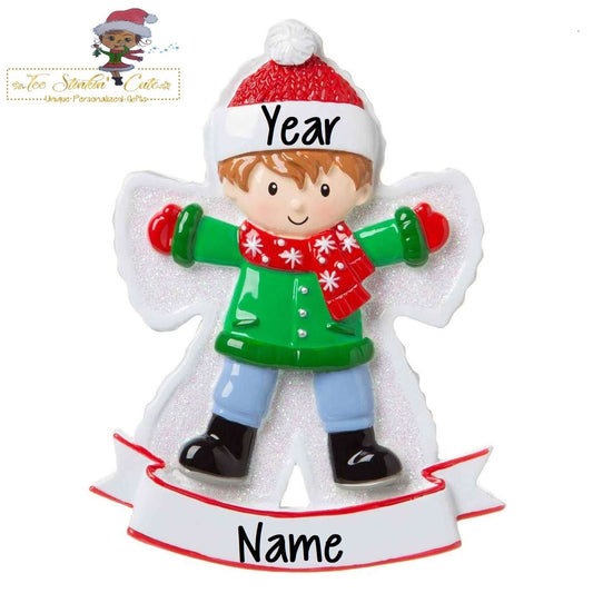 Christmas Ornament Boy Snow Angel/ Children Kids - Personalized + Free Shipping!