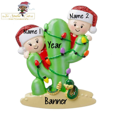 Christmas Ornament Cactus Family of 2/ Desert Couple Friends Coworkers Employees - Personalized + Free Shipping!