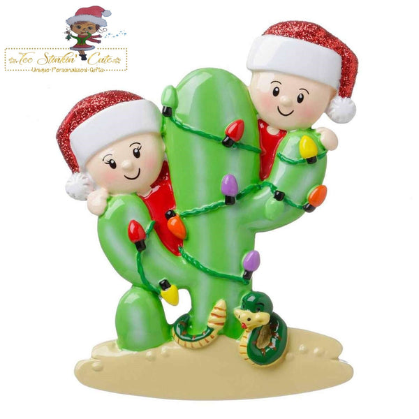 Christmas Ornament Cactus Family of 2/ Desert Couple Friends Coworkers Employees - Personalized + Free Shipping!