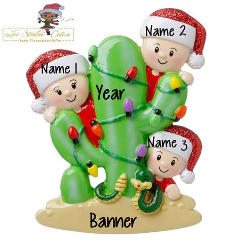 Christmas Ornament Cactus Family of 3/ Desert Couple Friends Coworkers Employees - Personalized + Free Shipping!