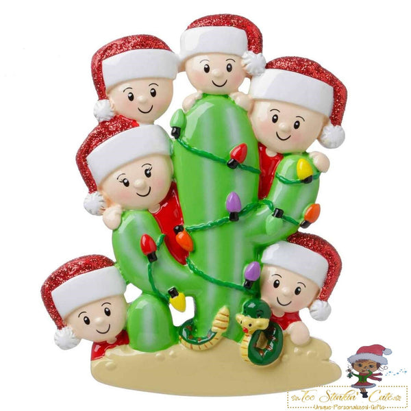 Christmas Ornament Cactus Family of 6/ Desert Couple Friends Coworkers Employees - Personalized + Free Shipping!
