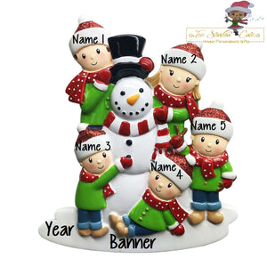 Christmas Ornament Building a Snowman Family of 5/ Friends Coworkers Employees - Personalized + Free Shipping!