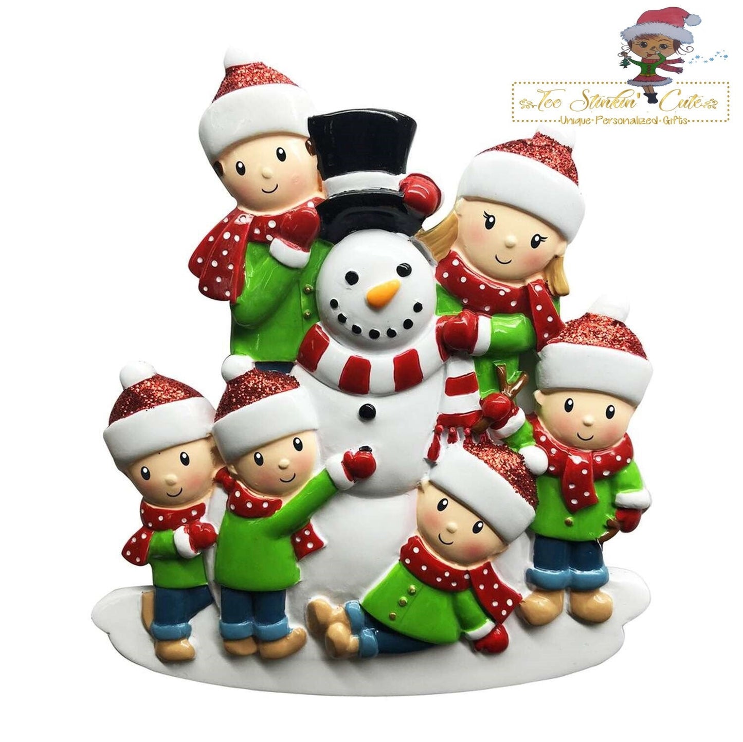 Christmas Ornament Building a Snowman Family of 6/ Friends Coworkers Employees - Personalized + Free Shipping!