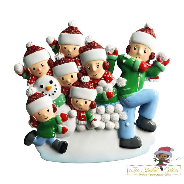 Christmas Ornament Snowball Fight Family of 7/ Friends Coworkers Employees - Personalized + Free Shipping!