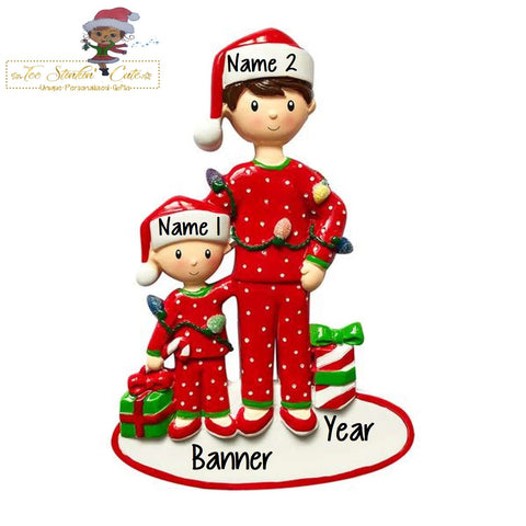 Christmas Ornament Single Dad with 1 Child/ Family of 2/ Brothers/ Grandfather/ Uncle/ Godfather - Personalized + Free Shipping!