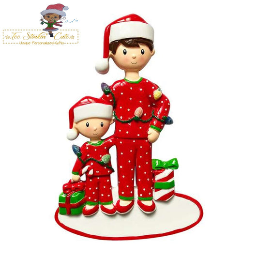 Christmas Ornament Single Dad with 1 Child/ Family of 2/ Brothers/ Grandfather/ Uncle/ Godfather - Personalized + Free Shipping!
