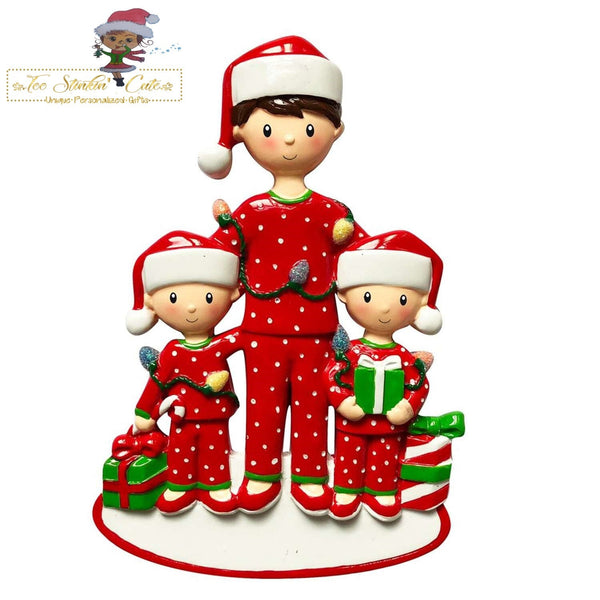 Christmas Ornament Single Dad with 2 Children/ Family of 3/ Brothers/ Grandfather/ Uncle/ Godfather - Personalized + Free Shipping!