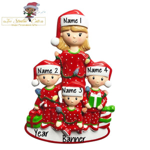 Christmas Ornament Single Mom with 3 Children/ Family of 4/ Sisters/ Grandmother/ Aunt/ Godmother - Personalized + Free Shipping!