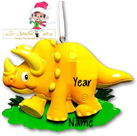 Personalized Christmas Ornament Yellow Orange Dinosaur/ Boys/ Play/ Kids Dino + Free Shipping!