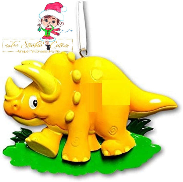 Personalized Christmas Ornament Yellow Orange Dinosaur/ Boys/ Play/ Kids Dino + Free Shipping!