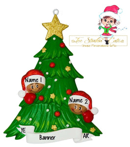 Personalized Christmas Ornament Christmas Tree Family of 2 African American/ Tan/Couple/ Newlywed/ Best Friends + Free Shipping!