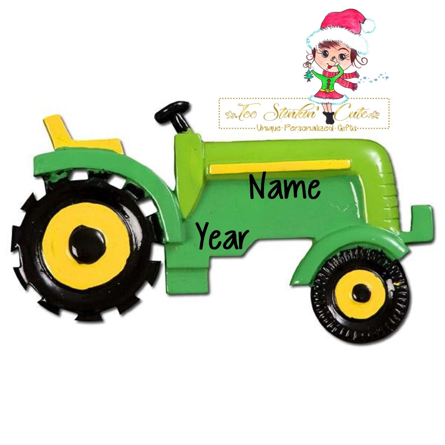 Personalized Christmas Ornament Green Tractor Equipment Farm Farmer Boys Kids + Free Shipping!