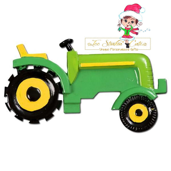 Personalized Christmas Ornament Green Tractor Equipment Farm Farmer Boys Kids + Free Shipping!