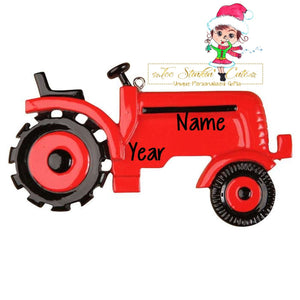Personalized Christmas Ornament Red Tractor Equipment Farm Farmer Boys Kids + Free Shipping!