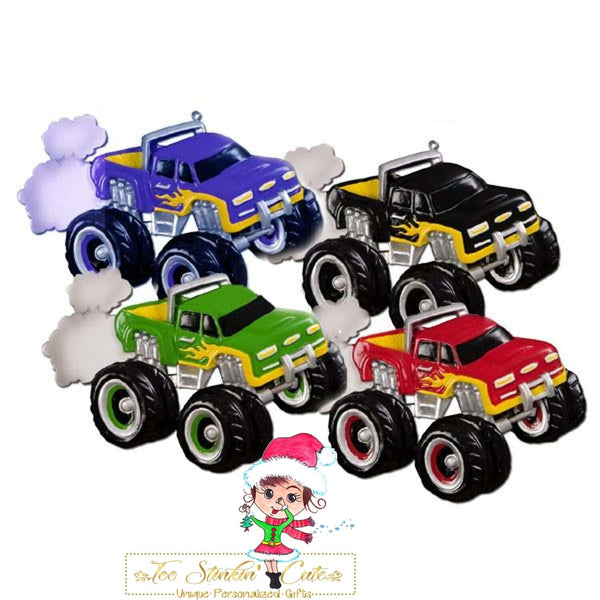 Christmas Ornament Monster Truck Multiple Colors/ Children Kids Boys - Personalized + Free Shipping!