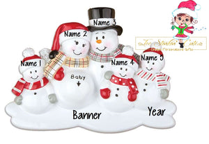 Christmas Ornament We're Expecting! Snowman/ Pregnant/ New Baby/ Newborn/ Expecting Baby/ Family of 6- Personalized + Free Shipping!