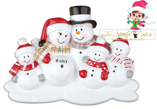 Christmas Ornament We're Expecting! Snowman/ Pregnant/ New Baby/ Newborn/ Expecting Baby/ Family of 6- Personalized + Free Shipping!
