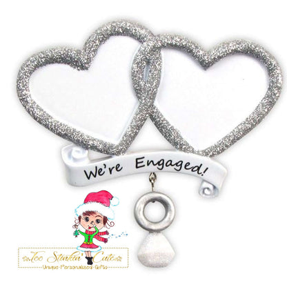 We’re Engaged Hearts Family of 2 Christmas Ornament.