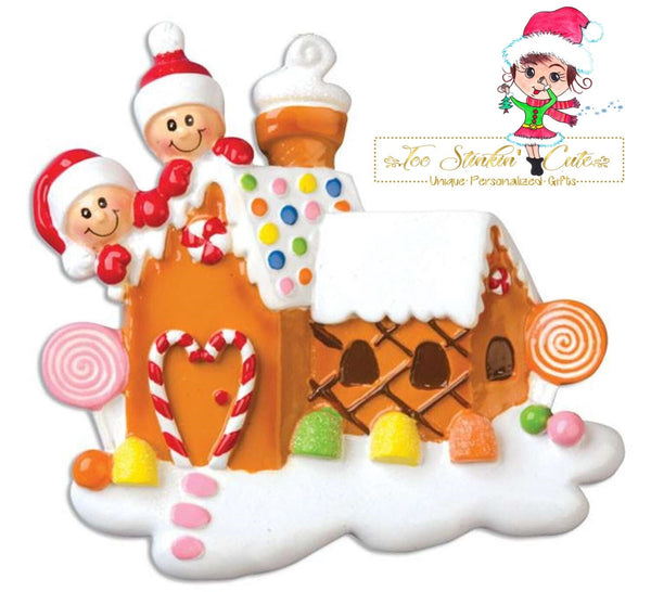 Christmas Ornament Gingerbread House Family of 2/ Couple/ Newlywed/ Friends/ Coworkers Personalized! + Free Shipping!