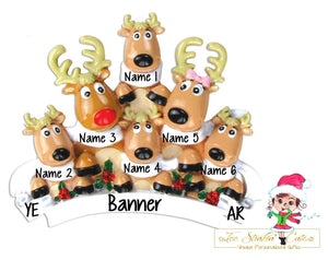 Christmas Ornament Reindeer with Scarves Family of 6/ Friends/ Coworkers - Personalized + Free Shipping!